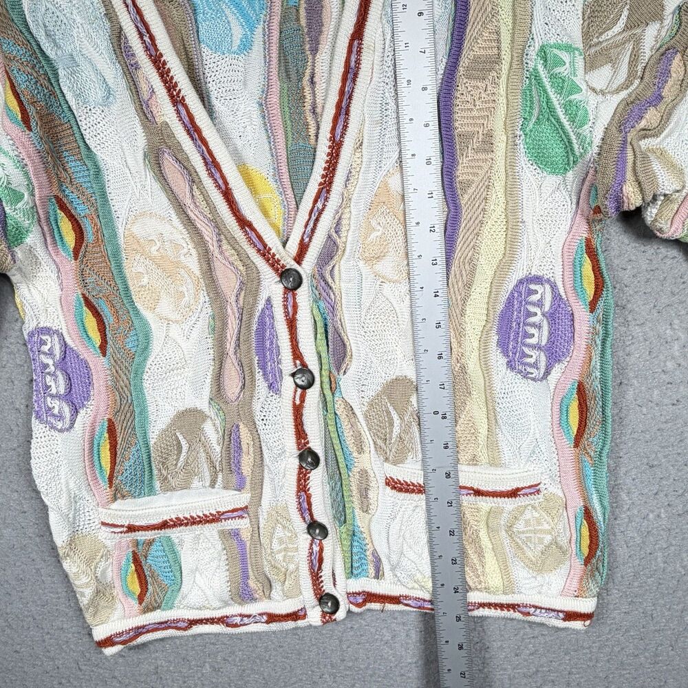 VTG 90s COOGI Australia 3D Knit Cardigan Sweater Multicolor Pastel Women’s Small - Picture 7 of 12